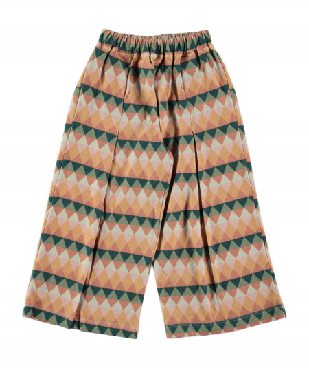 Pantalon, salopette, short, barboteuse-pantalon large en molleton motif géométrique-Coco au lait-Mer(e)veilleuse