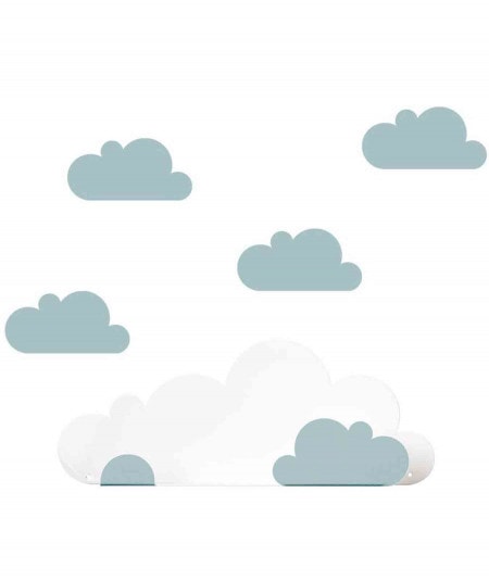 Décoration murale-Etagère nuage blanche et ses 4 stickers "nuage bleu"-Tresxics-Mer(e)veilleuse