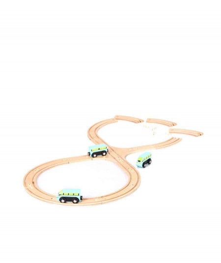 Les jouets en bois & à bascule-Jouet en bois - Rail de train avec train (17 pièces)-Loef-Mer(e)veilleuse