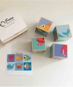 Les hochets & jouets d'éveil-Puzzle en bois Martine - Animaux de la mer-Fraise & Bois-Mer(e)veilleuse
