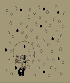 Décoration murale-Affiche 'Sous la pluie'- 30x40 cm-Les petites hirondelles-Mer(e)veilleuse