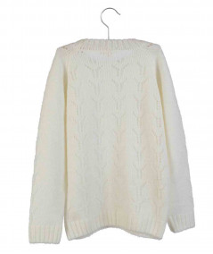 Gilet, pull/chandail, sweat-Pull-over tricoté 'Lesha' - Blanc-Little Hedonist-Mer(e)veilleuse