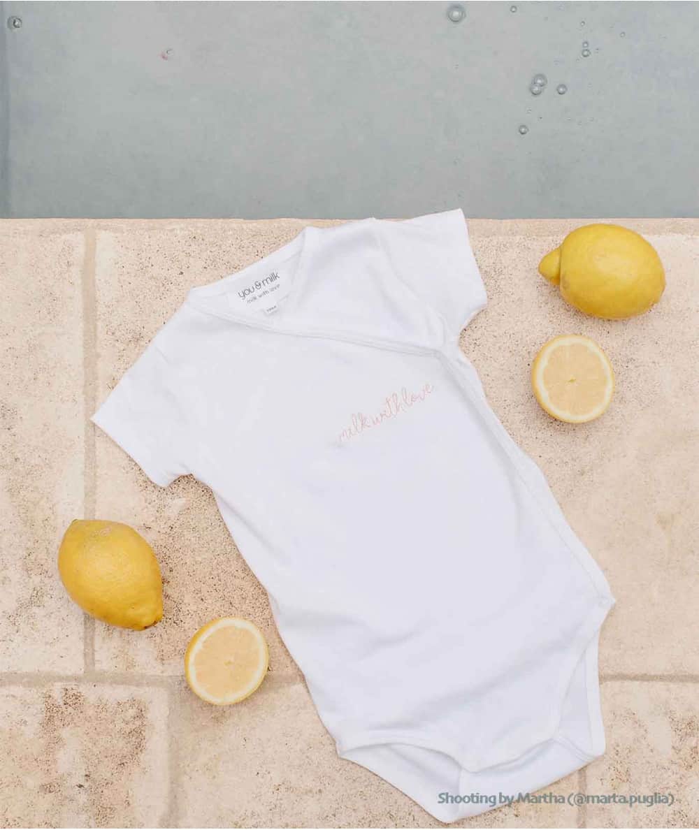 Body, tee-shirt, top, débardeur-Body coton bio à manches courtes 'Milk with love' - Blanc-You&Milk-Mer(e)veilleuse