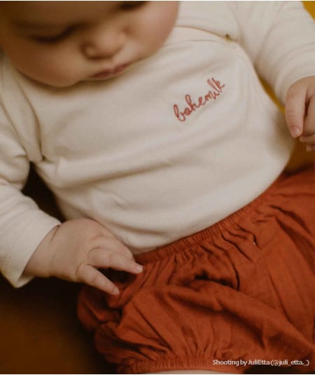 Pantalon, salopette, short, barboteuse-Bloomer gaze de coton bio 'Bohémilk' - Terracotta-You&Milk-Mer(e)veilleuse