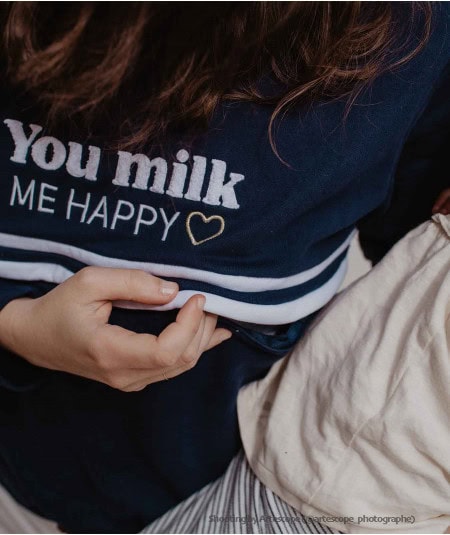 Vêtements d'allaitement-Sweat d'allaitement coton bio 'You Milk me Happy'-You&Milk-Mer(e)veilleuse