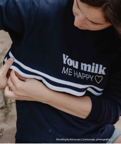 Vêtements d'allaitement-Sweat d'allaitement coton bio 'You Milk me Happy'-You&Milk-Mer(e)veilleuse