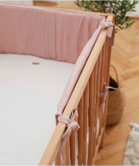 Berceau, lit & accessoires literie-Tour de lit en lin 30x180 cm - Rose Poudrée-Babyly-Mer(e)veilleuse