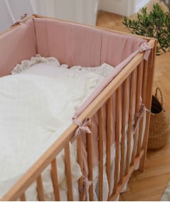 Berceau, lit & accessoires literie-Tour de lit bébé en lin - Rose Poudrée-Babyly-Mer(e)veilleuse