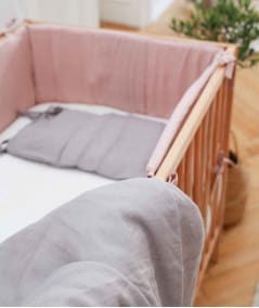 Berceau, lit & accessoires literie-Tour de lit bébé en lin - Rose Poudrée-Babyly-Mer(e)veilleuse