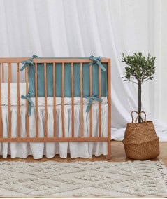 Berceau, lit & accessoires literie-Tour de lit bébé en lin - Sea Blue-Babyly-Mer(e)veilleuse