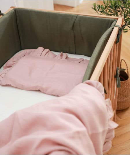 Berceau, lit & accessoires literie-Tour de lit bébé en lin - Vert forêt-Babyly-Mer(e)veilleuse