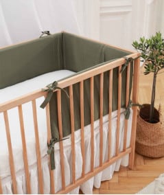 Berceau, lit & accessoires literie-Tour de lit bébé en lin - Vert forêt-Babyly-Mer(e)veilleuse
