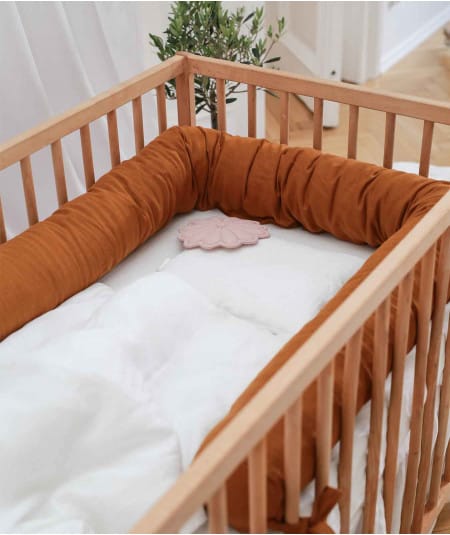 Berceau, lit & accessoires literie-Tour de lit traversin bébé en lin - Caramel-Babyly-Mer(e)veilleuse