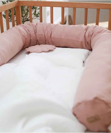 Berceau, lit & accessoires literie-Tour de lit traversin 12x200 cm - Rose Poudrée-Babyly-Mer(e)veilleuse