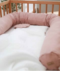 Berceau, lit & accessoires literie-Tour de lit traversin bébé en lin - Rose Poudrée-Babyly-Mer(e)veilleuse