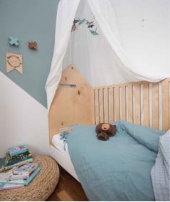 Ciel de lit, mobile, suspension-Ciel de lit enfant en coton bio - Crème-Babyly-Mer(e)veilleuse