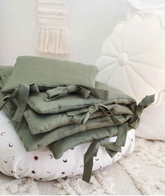 Berceau, lit & accessoires literie-Parure de lit enfant en lin - Vert forêt-Babyly-Mer(e)veilleuse