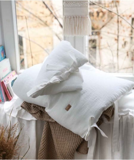 Berceau, lit & accessoires literie-Parure de lit enfant en lin - Blanc-Babyly-Mer(e)veilleuse