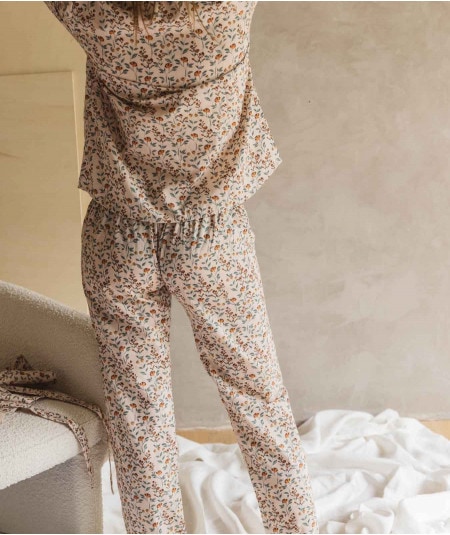 Pyjama femme enceinte & maternité-Pantalon de pyjama Bohème Rose Poudrée-Gabrielle Paris-Mer(e)veilleuse