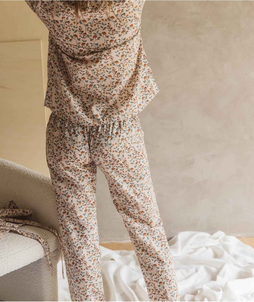 Gabrielle Paris : Pantalon de pyjama Bohème Rose Poudrée - 100%  Ecoresponsable - Mer(e)veilleuse