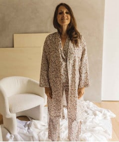 Pyjama femme enceinte & maternité-Kimono Bohème Rose Poudrée-Gabrielle Paris-Mer(e)veilleuse