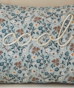Accessoires de décoration-Coussin Colombo Iris Ciel - broderie "Cool"-Gabrielle Paris-Mer(e)veilleuse