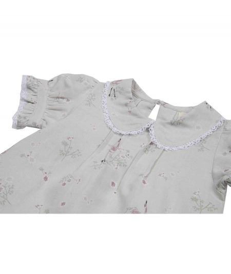 Combinaison, ensemble-Ensemble bébé en lin imprimé Robe à manches courtes et bloomer-Suuky-Mer(e)veilleuse