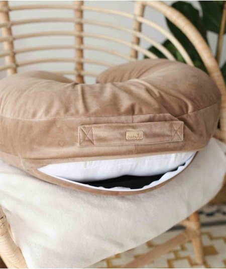 Les coussins maternité & grossesse-Coussin de maternité / grossesse en velours Beige-Babyly-Mer(e)veilleuse