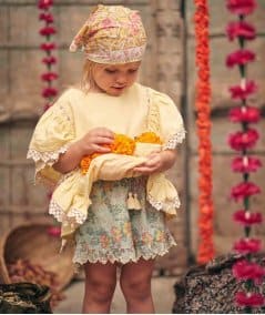Pantalon, salopette, short, barboteuse-Short enfant VALLALOID - Water Jodhpur Flower-Louise Misha-Mer(e)veilleuse