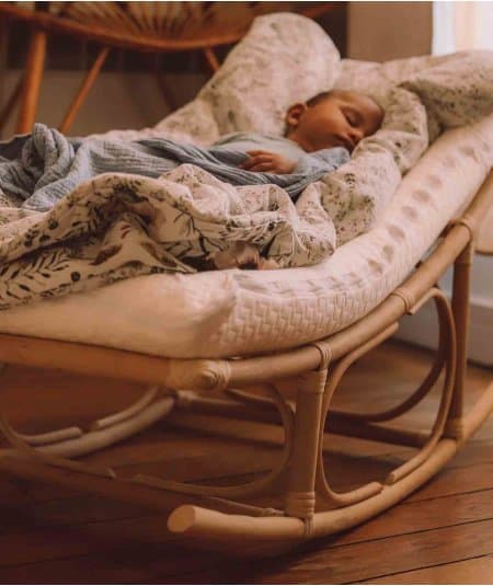 Alwan Créations : Transat bébé à bascule en rotin - 100% Green