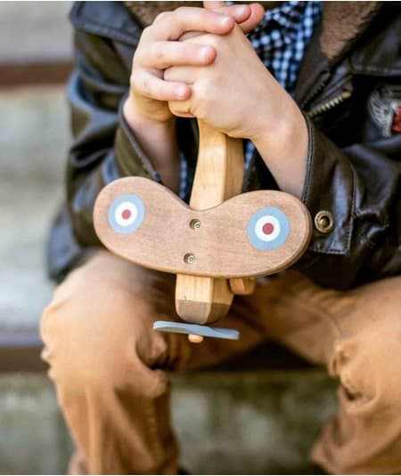 Jouets en bois, figurines-Jouet en bois avion vintage-Friendly Toys-Mer(e)veilleuse