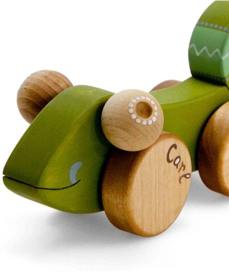 Friendly Toys : Jouet en bois à pousser Canard Bleu - 100% Green
