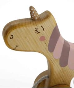 Jouets en bois, figurines-Jouet en bois à tirer Licorne-Friendly Toys-Mer(e)veilleuse