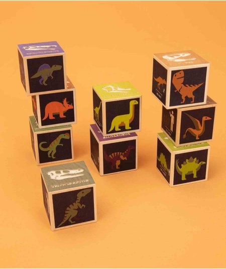 Les hochets & jouets d'éveil-Cubes en bois enfant dinosaures-Uncle Goose-Mer(e)veilleuse